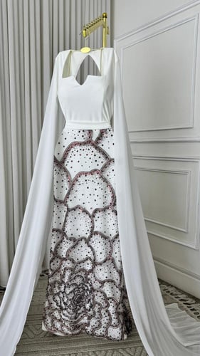 فستان سهره الخامه: لكرا استرتش + قماش سهره مطرز خر...