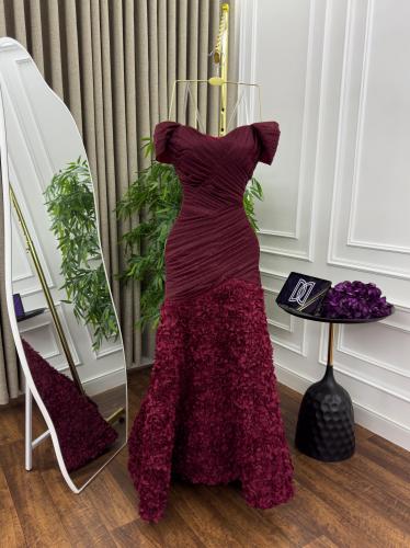 فستان سهره الصدرشيفون لمعه وكلوش مورد المقاسات بال...