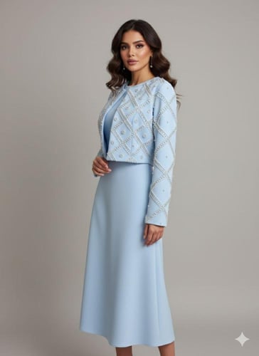 فستان ناعم طبي تطريز لول زركون المقاسات بالرقم 1-2...