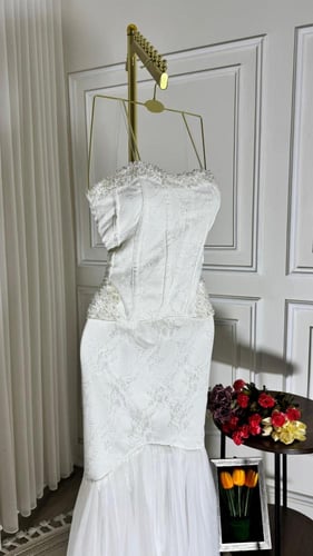 فستا ن سهره الخامه: باربي + دانتيل +تل دبل + سهره...