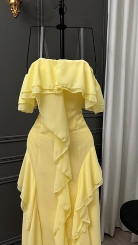 فستان ناعم جورجيت كلوش كسرات مثلثه المقاسات : 1 -...