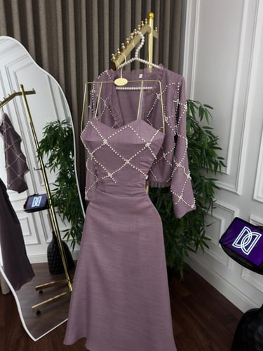 فستان ناعم خامه ..سي وآي جاكت تطريز لول المقاسات ب...