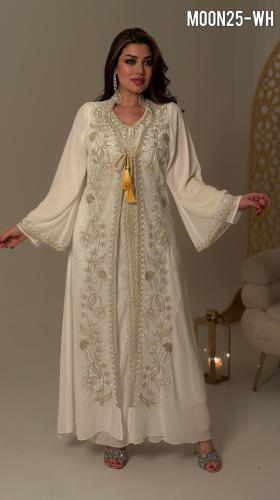 قفطان مغربي قطعتين . تطريز كامل مع الماس ( صناعه س...