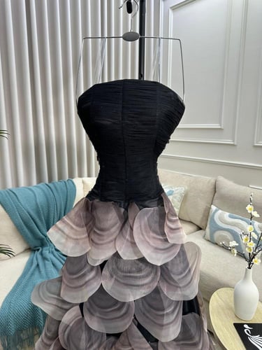 فــســتان سهره الخامه/ تفته استرتش + تُل + قطعه دب...