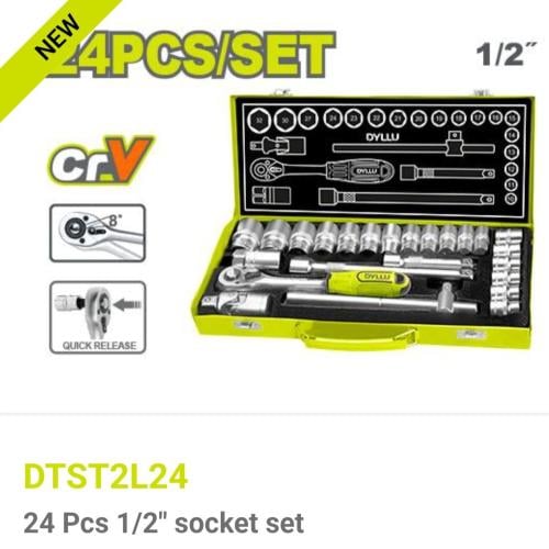 شنطة مجموعة مقابس 24 قطعة مقاس 1/2 بوصة DYLLO