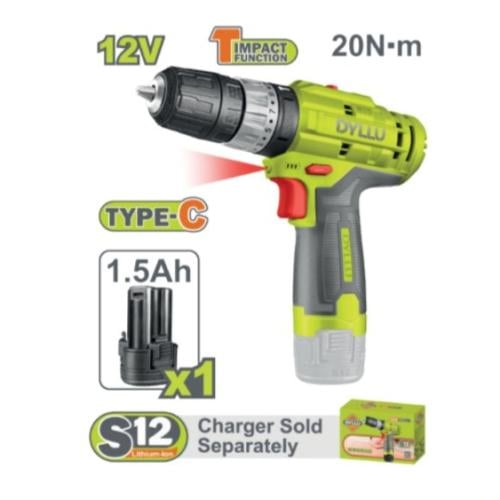 مثقاب بطاريه شحن DYLLU v12 (ضمان سنه)