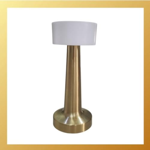 مصباح طاوله بطاريه شحن وتعمل باللمس قاعدة ذهبي وطر...