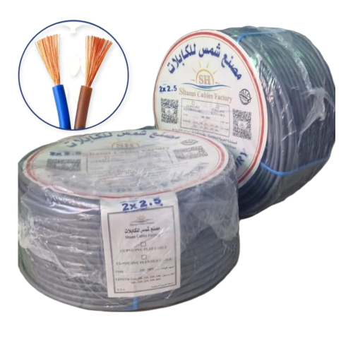 لفة سلك مبروم اسود 2 خط 2.5 ملي وطني طول 100 يارده...