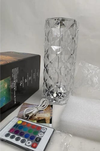 مصباح طاوله كريستال إضاءة متعددة الالوان بطاريه شح...