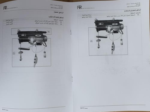 ونش رفع كهربائي 1طن إيطالي 2 فاز