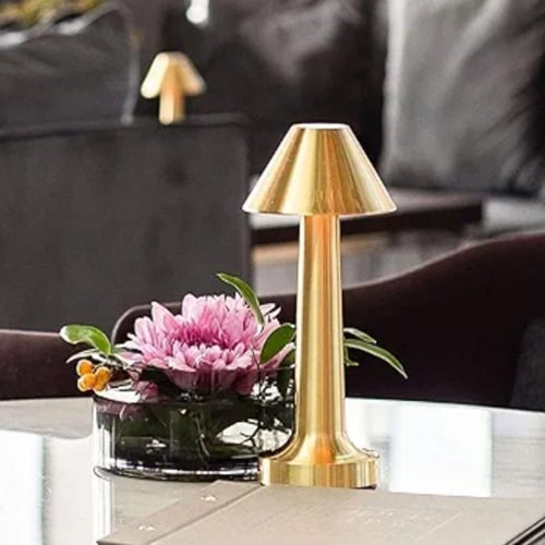 مصباح طاوله بطاريه شحن وتعمل باللمس ذهبي ليد 3 الو...