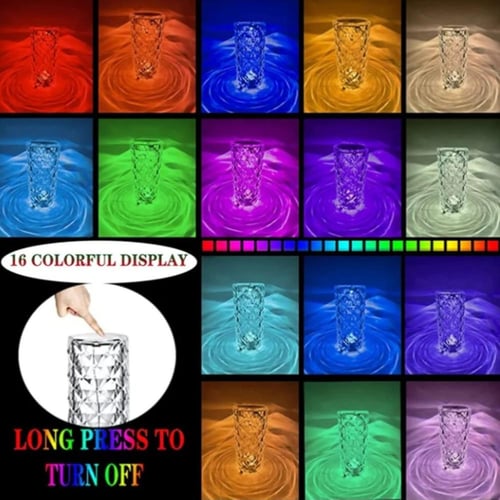 مصباح طاوله كريستال إضاءة متعددة الالوان بطاريه شح...