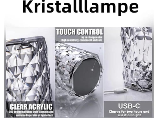 مصباح طاوله كريستال إضاءة متعددة الالوان بطاريه شح...