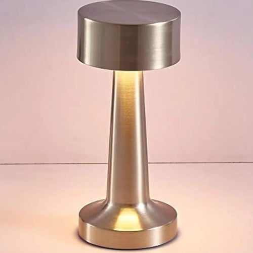 مصباح طاوله بطاريه شحن وتعمل باللمس فضي ليد 3 الوا...