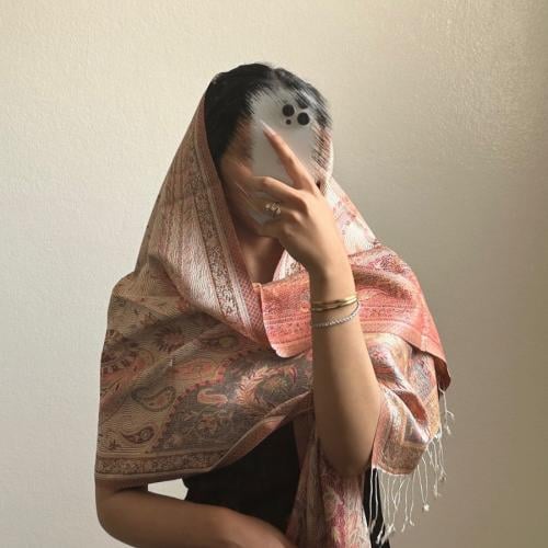 وشاح حرير بدرجات الخربزي #Si