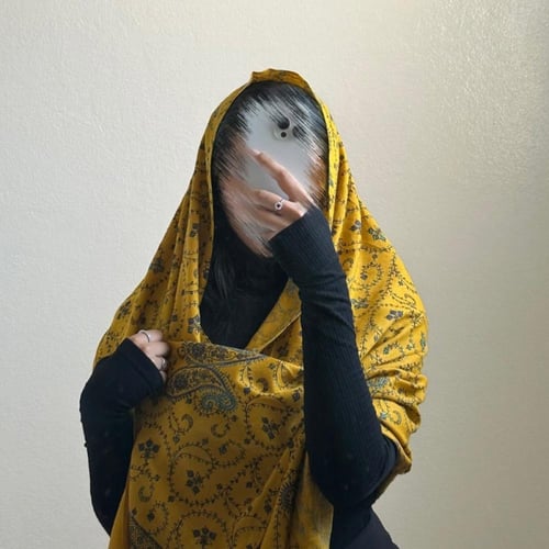 شال أصفر تطريز يدوي