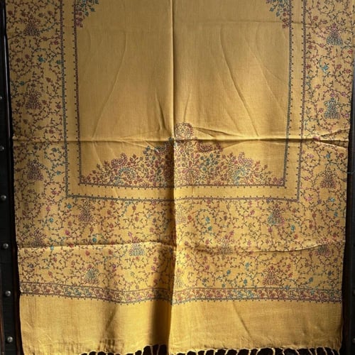 شال كشميري اصفر تطريز يدوي