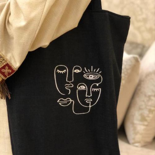 حقيبة قماشية تطريز (فيس تو فيس )