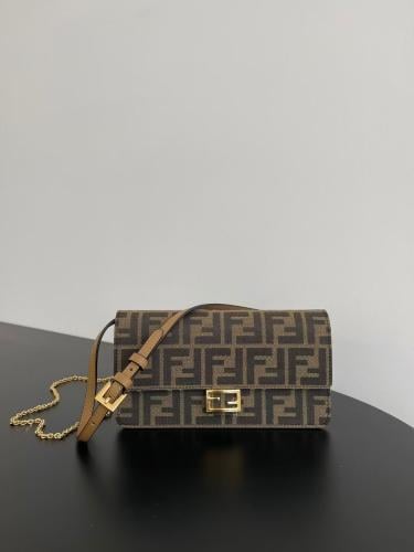 FF fabric bag shoulder bag with leather strap and...