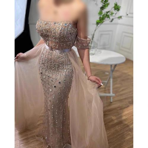 Evening dress for women embroidered with dropped s...