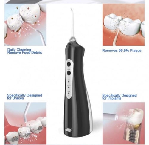 منظف الأسنان المائي اللاسلكي لون أبيض