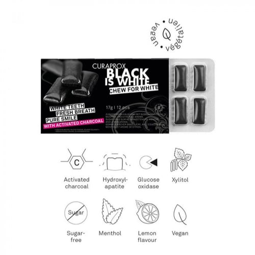 كيورابروكس علكة تبييض الأسنان بالفحم النشط