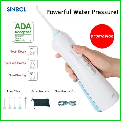 منظف الأسنان المائي اللاسلكي لون أبيض