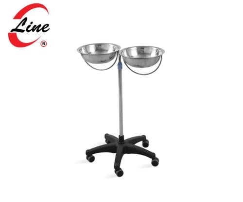 حامل حوض مزدوج متحرك على ستاند قابل للإرتفاع مع قا...