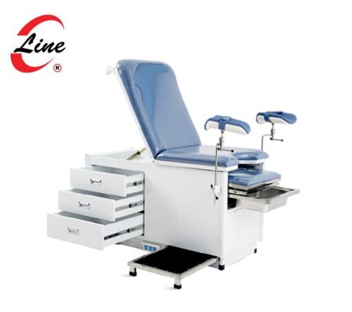 طاولة كشف - علاجية - نسائية معدن مصقول مع ادراج