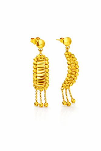 حلق دوريكا ذهب عيار 21 بتصميم أنيق وزن 4.74 جرام