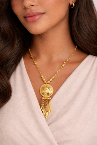 قلادة ذهب عيار 21 بتصميم تراثي وزن 7.03 جرام