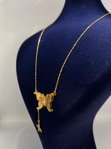 قلادة الفراشة فاخره و مميزه ذهب عيار21 وزن 3.75بوا...