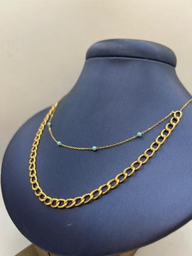 قلادة الجنزير دورين فاخر و انيقه ذهب عيار18 الوزن...