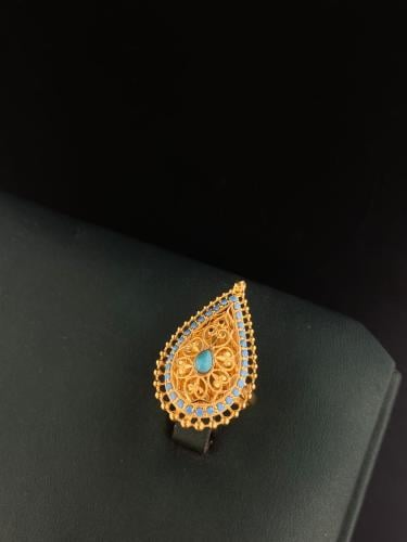 خاتم شاهد الفيروزي ذهب عيار21 فاخر و مميز مقاس14 و...