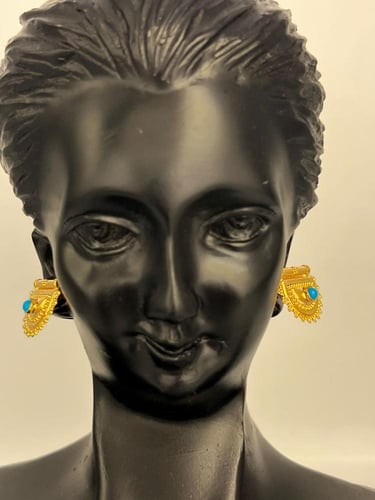 حلق الفيروزي ذهب عيار21 فاخر و انيق بوابة.5