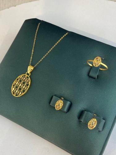 نص طقم موديل غصن الزيتون ذهب عيار21 مقاس الخاتم 16...