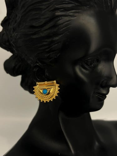 حلق الفيروزي ذهب عيار21 فاخر و انيق بوابة.5