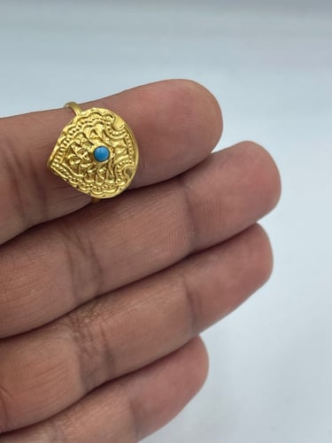 خاتم فيروزي مميز و انيق عيار21