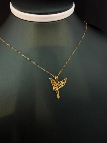 قلادة ذهب عيار 21 بتصميم طائر أنيق وزن 2.11 جرام
