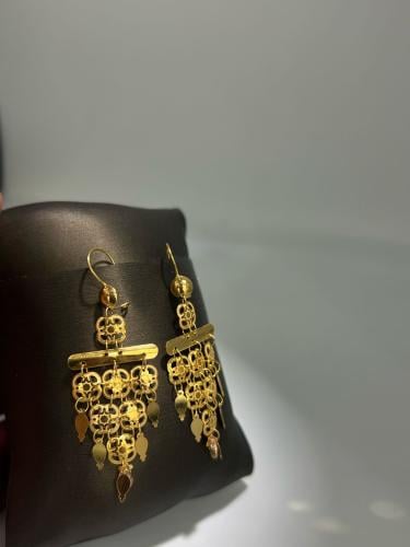 حلق رمش العروس ذهب عيار21 فاخر و انيق للمناسبات بو...