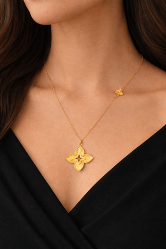 سبحة ذهب عيار 21 بتصميم وردة أنيقه وزن 18.46 جرام