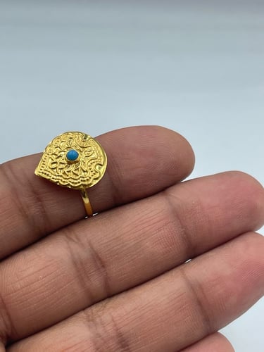 خاتم فيروزي مميز و انيق عيار21