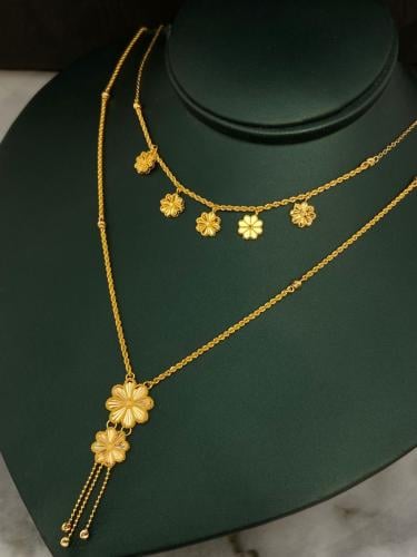 مزنط و سبحه الورده ذهب عيار21 فاخره و مميزه وزن 7....