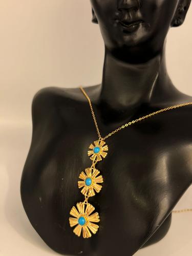 قلادة الفيروزي ذهب عيار21 فاخره و مميزه بوابة.5