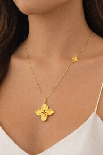 سبحة ذهب عيار 21 بتصميم وردة أنيقه وزن 18.46 جرام