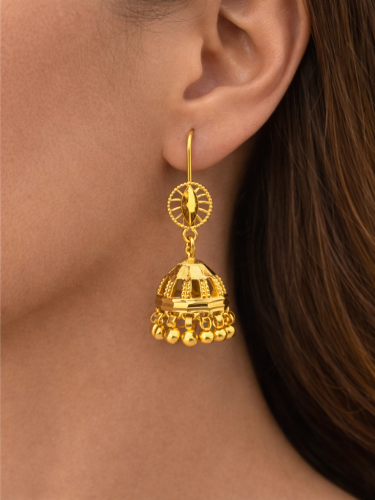 حلق جومكا ذهب عيار 21 فاخر و مميز وزن 6.23 جرام