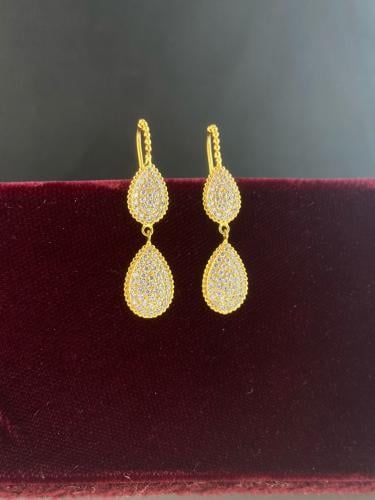 حلق الدمعه تصميم الماس ذهب عيار21 فاخر و انيق للمن...