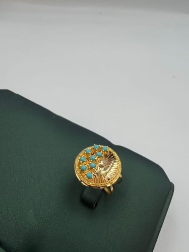 خاتم الفيروزي فاخر و انيق ذهب عيار21 الوزن 4.50