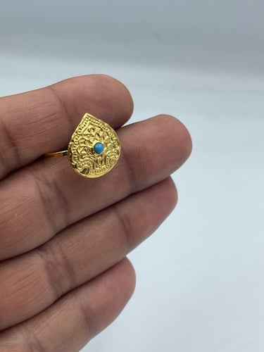 خاتم فيروزي مميز و انيق عيار21