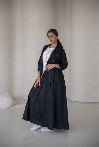عباءة لينن ستايل السوداء